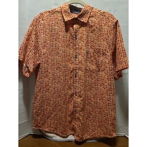 Tommy Bahama Mens Brick Print 100% Slik Button Down Shirt Size Medium